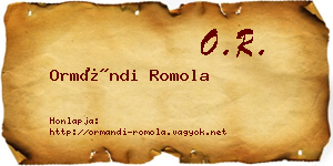 Ormándi Romola névjegykártya